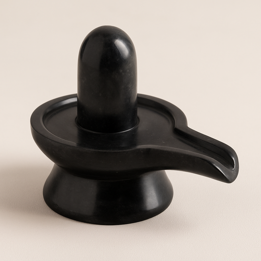 Luxury Black Marble Shivling – Handcrafted Temple Idol in Premium Polished Stone