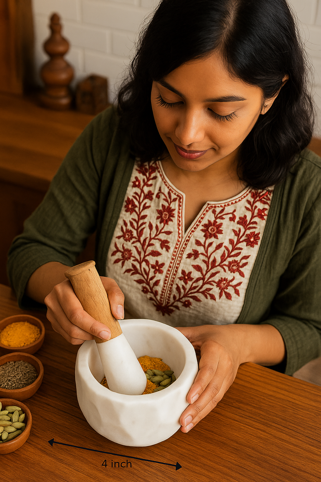 Hexagonal Marble Mortar and Pestle Set - Modern Kitchen Essential