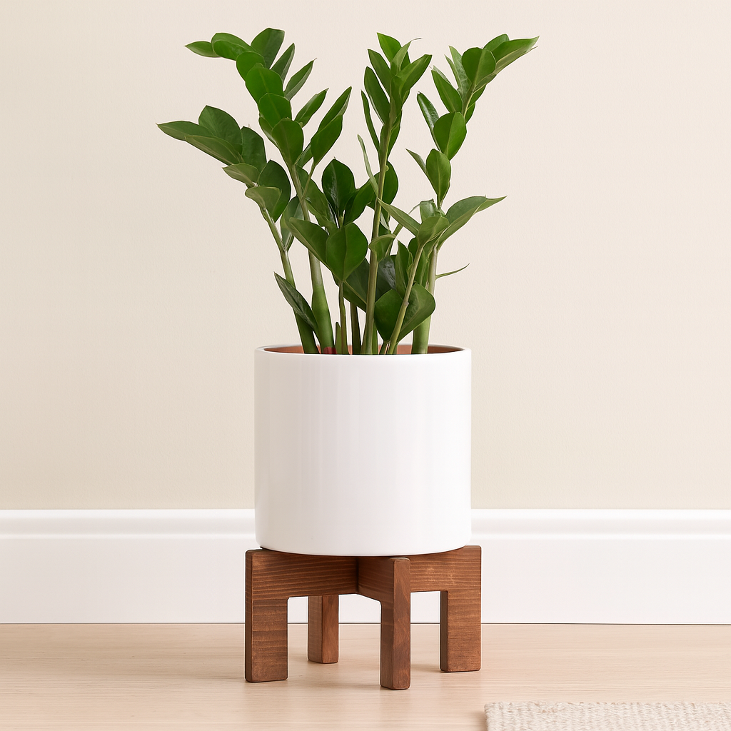 Handcrafted Wooden Plant Stand | Adjustable Mid-Century Pot Holder for Indoor Decor