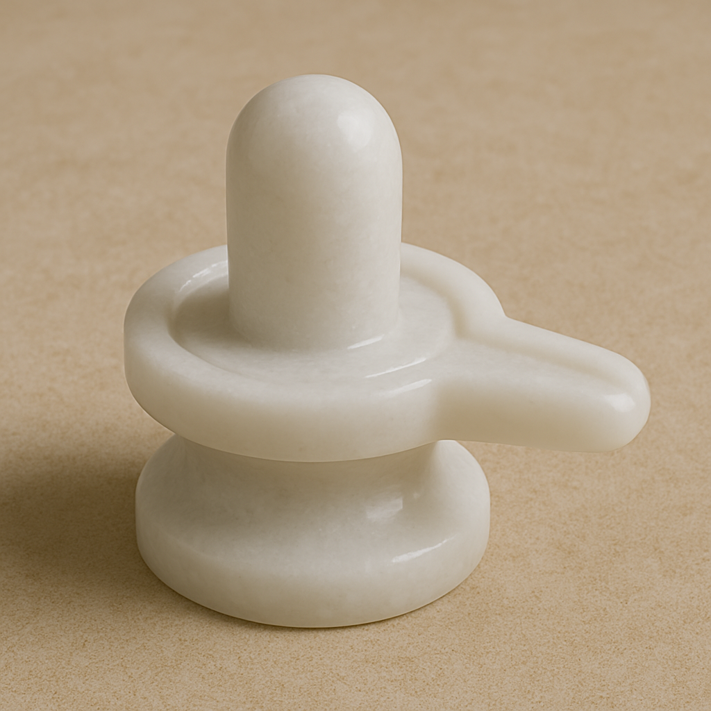 Handcrafted White Marble Shivling – 4 Inch | Ideal for Home Temple & Daily Worship