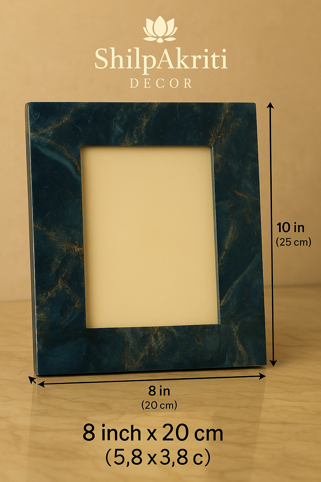 Handcrafted Blue Resin Photo Frame – 5x7 Display | Elegant Tabletop & Wall Decor by ShilpAkriti Decor
