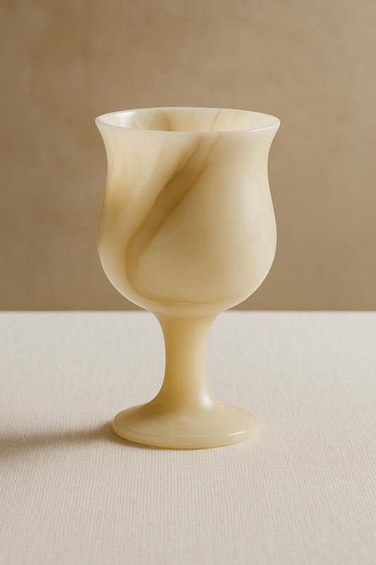 Handcrafted Alabaster Marble Wine Glass – 6 Inch Natural Stone Goblet for Dining & Decor | Elegant Barware by ShilpAkriti Decor