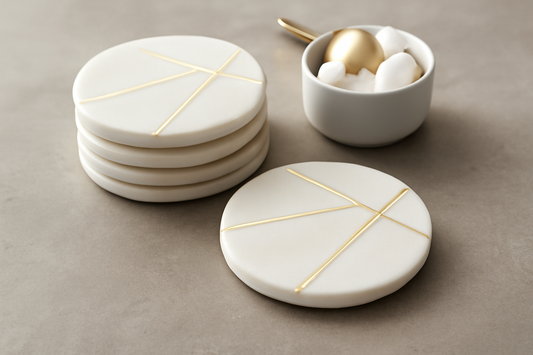 Marble Coasters set of 4 with brass lining