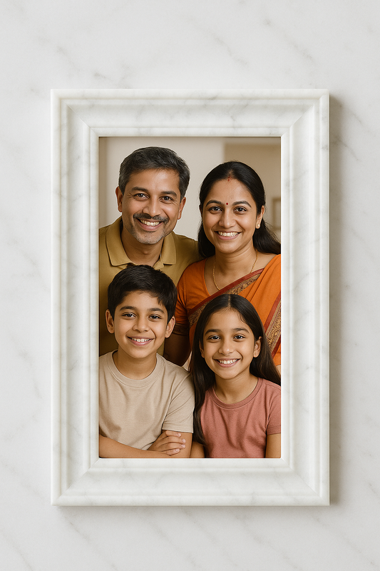 Premium White Marble Photo Frame 6x8 Inch – Elegant Wall Hanging Family Picture Frame for Living Room Décor