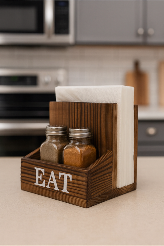 Rustic Wooden Napkin Holder for Dining Table & Kitchen – ShilpAkriti Decor