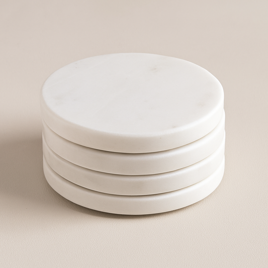 Elegant White Marble Coasters - Set of 4