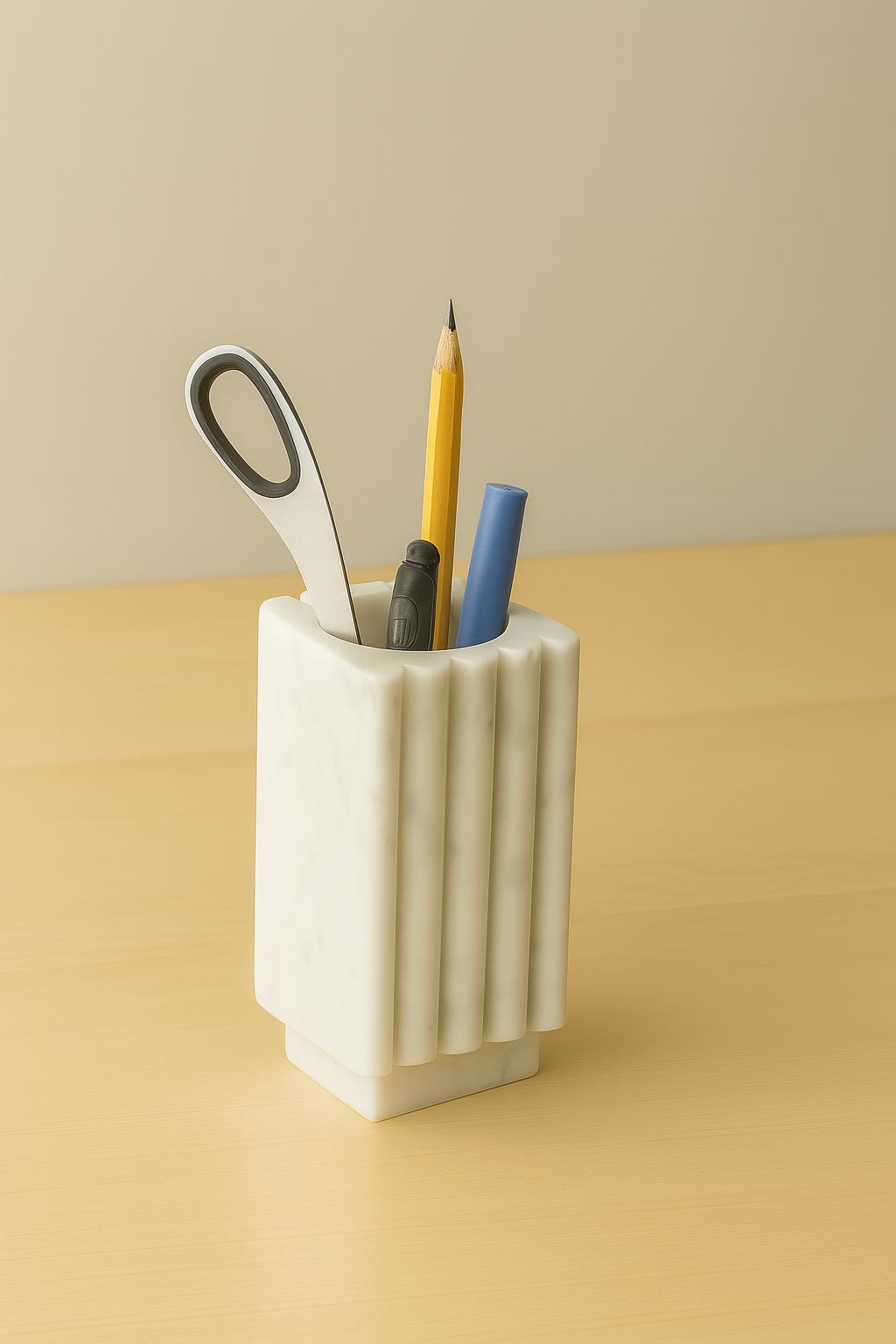 Luxury White Marble Desk Organizer Set — Premium 5-Piece Office Accessories for Modern Workspaces (Handcrafted, Includes Pen Holder, Phone Stand & More)