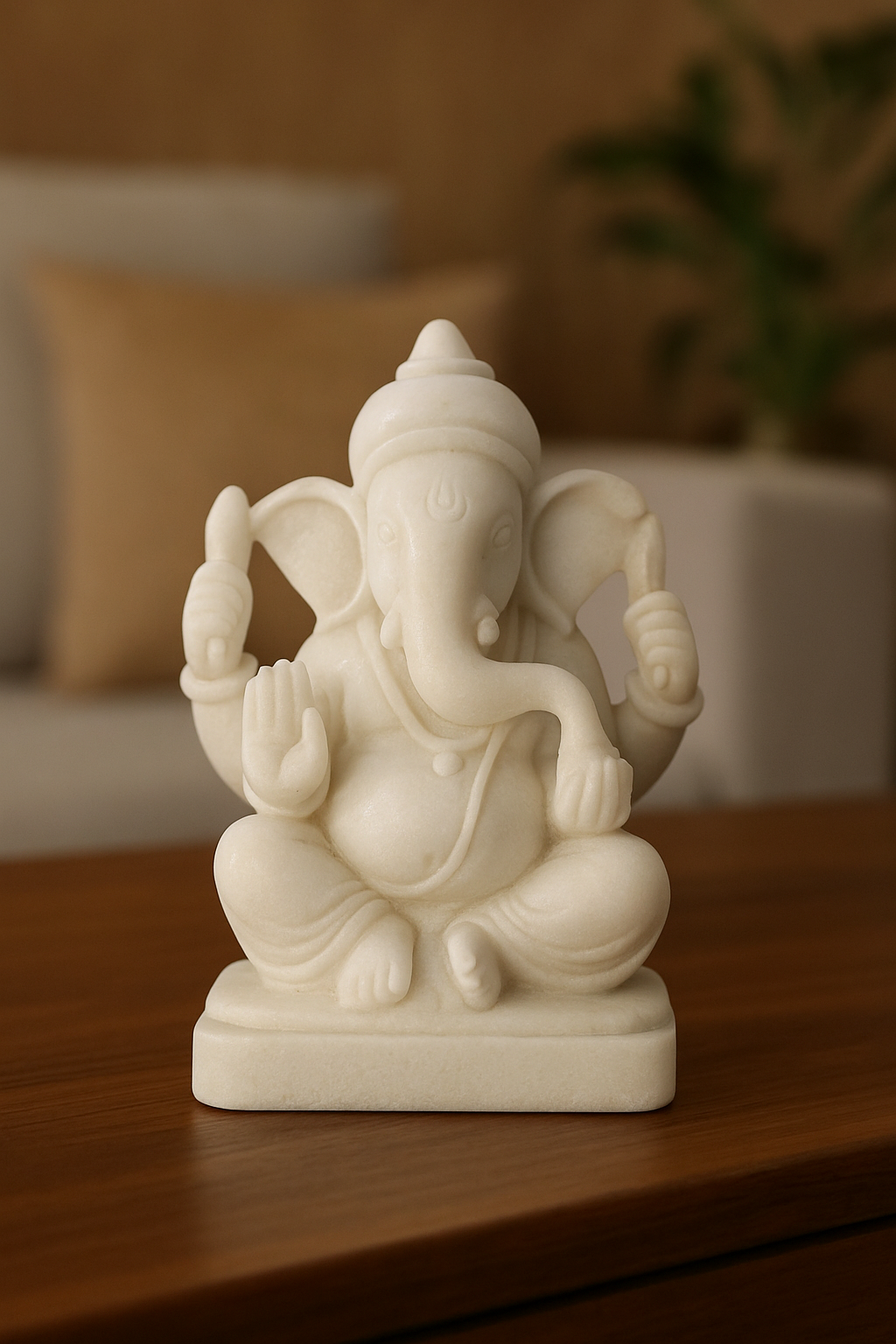 Handcrafted White Marble Ganesha Statue