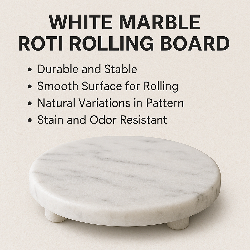 Premium White Marble Roti Rolling Board – Smooth & Durable Chakla for Everyday Use