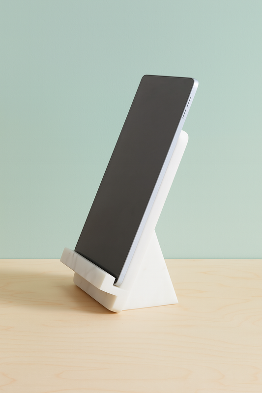 Premium White Marble Mobile & Tablet Stand — Sleek & Elegant