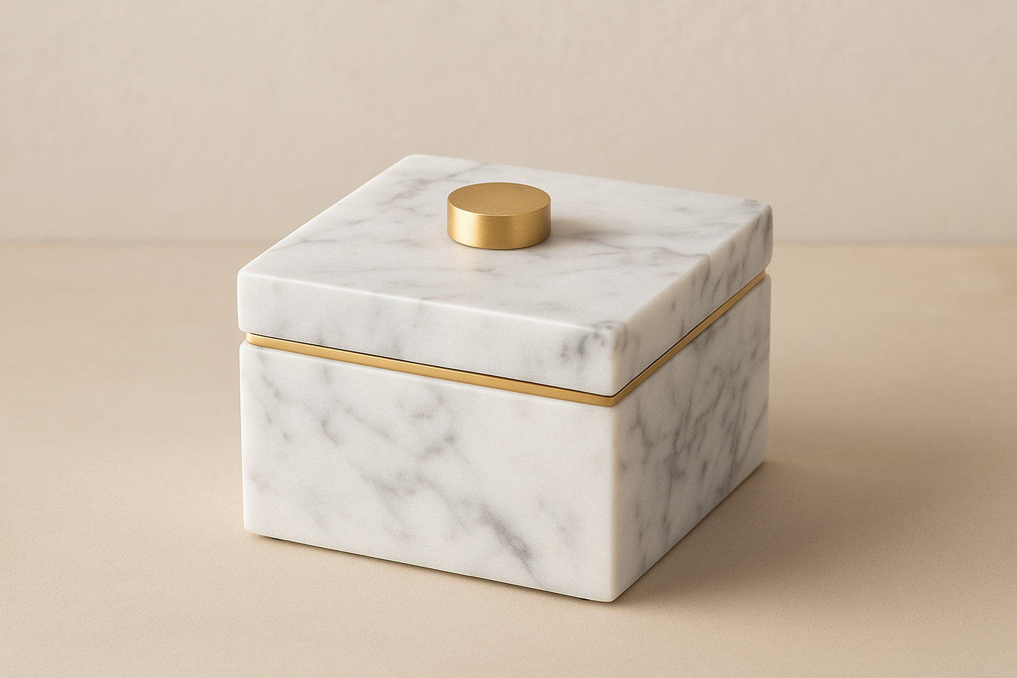 Luxurious Marble Jewelry Box with Brass Accents