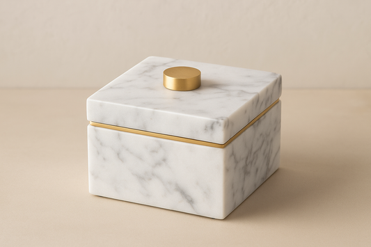 Luxurious Marble Jewelry Box with Brass Accents
