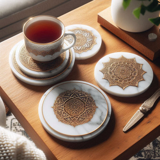 Elegant White Marble Coasters - Set of 4